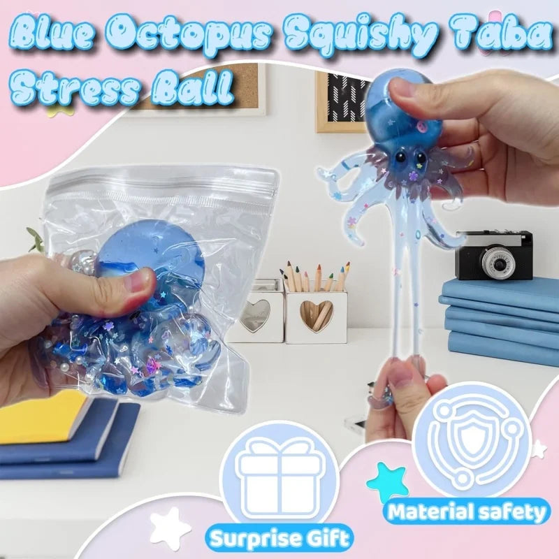 Glitter Octopus Taba Squishy Sugar Ball | Cute Animals Squeeze Fidget Sensory Toy