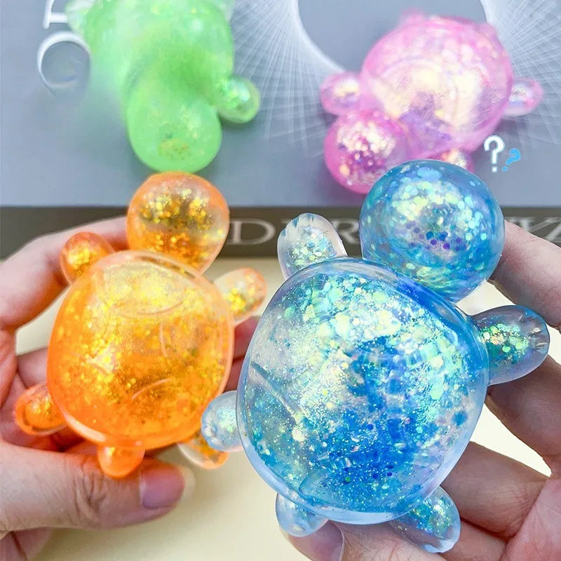 Squishy Turtle Fidget Toy | Glitter Squeeze Toy for Stress Relief