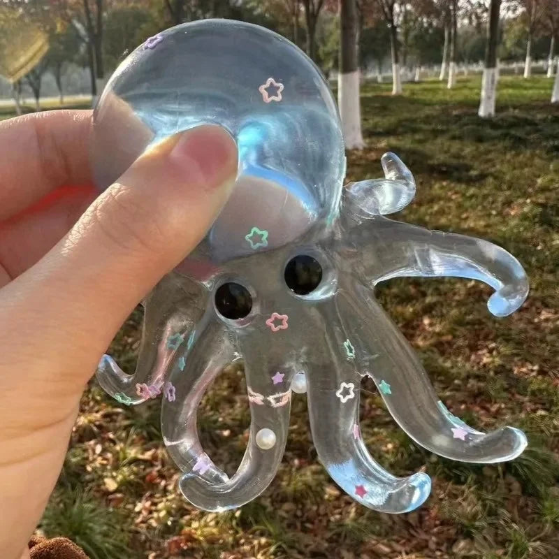 Glitter Octopus Taba Squishy Sugar Ball | Cute Animals Squeeze Fidget Sensory Toy